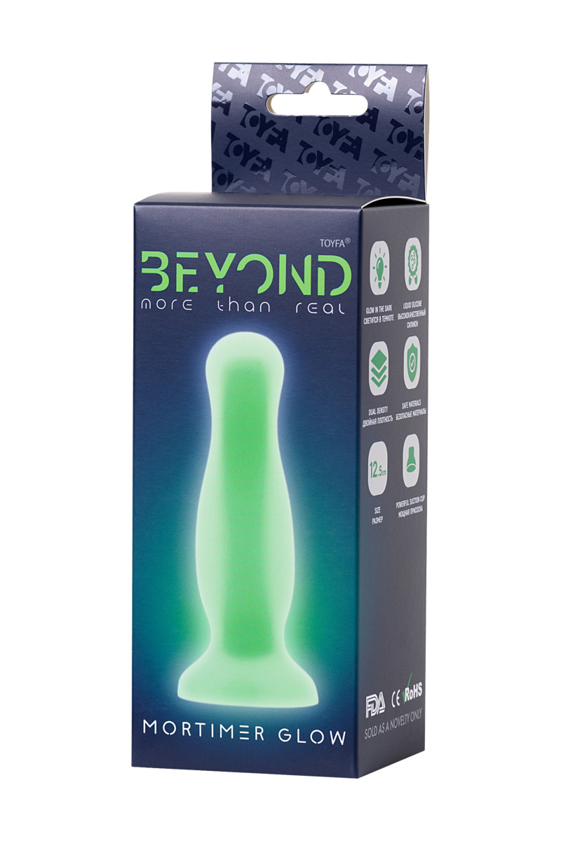 картинка Анальная втулка светящаяся в темноте Beyond by Toyfa Mortimer Glow, силикон, прозрачный, 12,5 см от магазина ErosMania