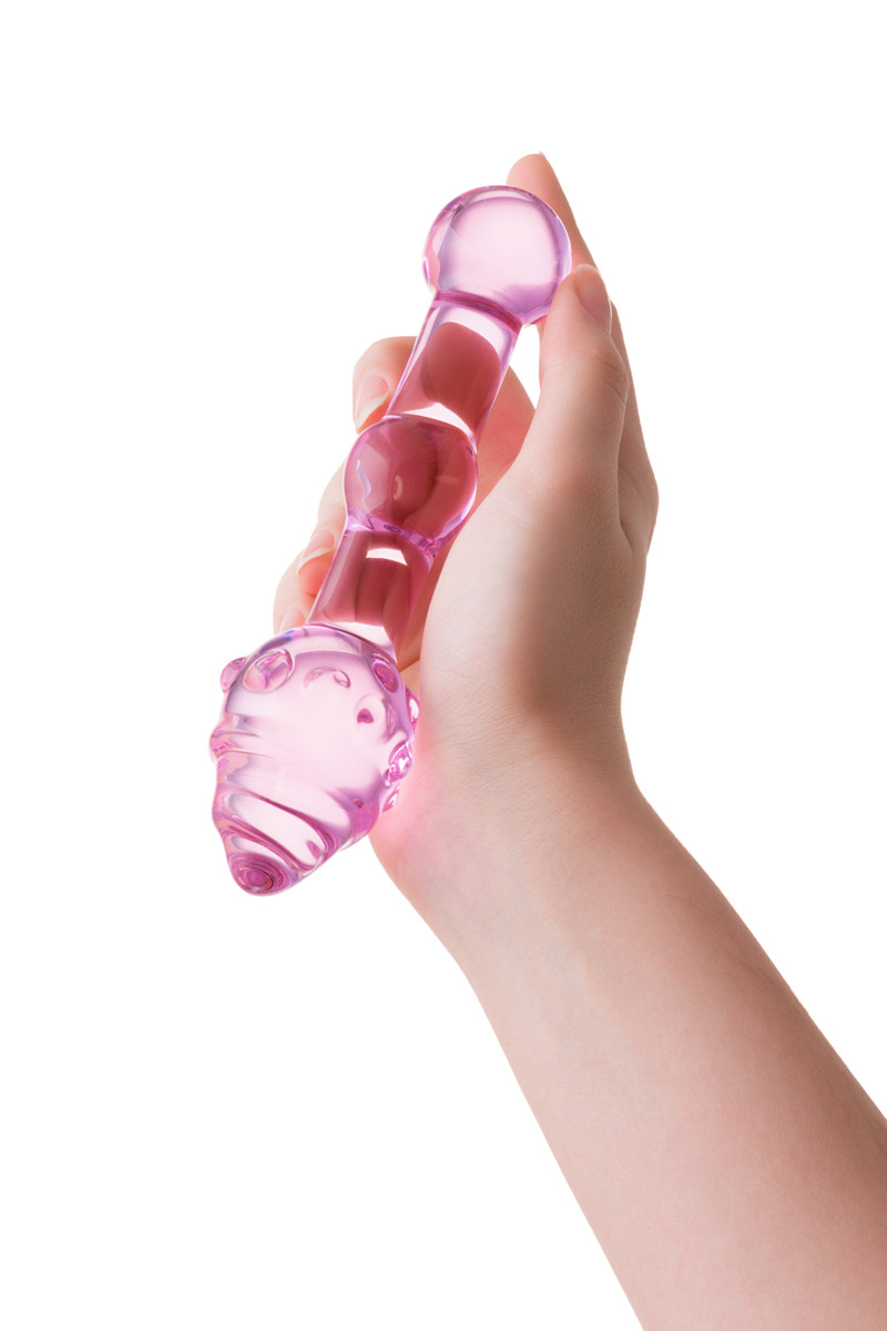 картинка Двусторонний фаллоимитатор Sexus Glass, стекло, розовый, 17 см от магазина ErosMania