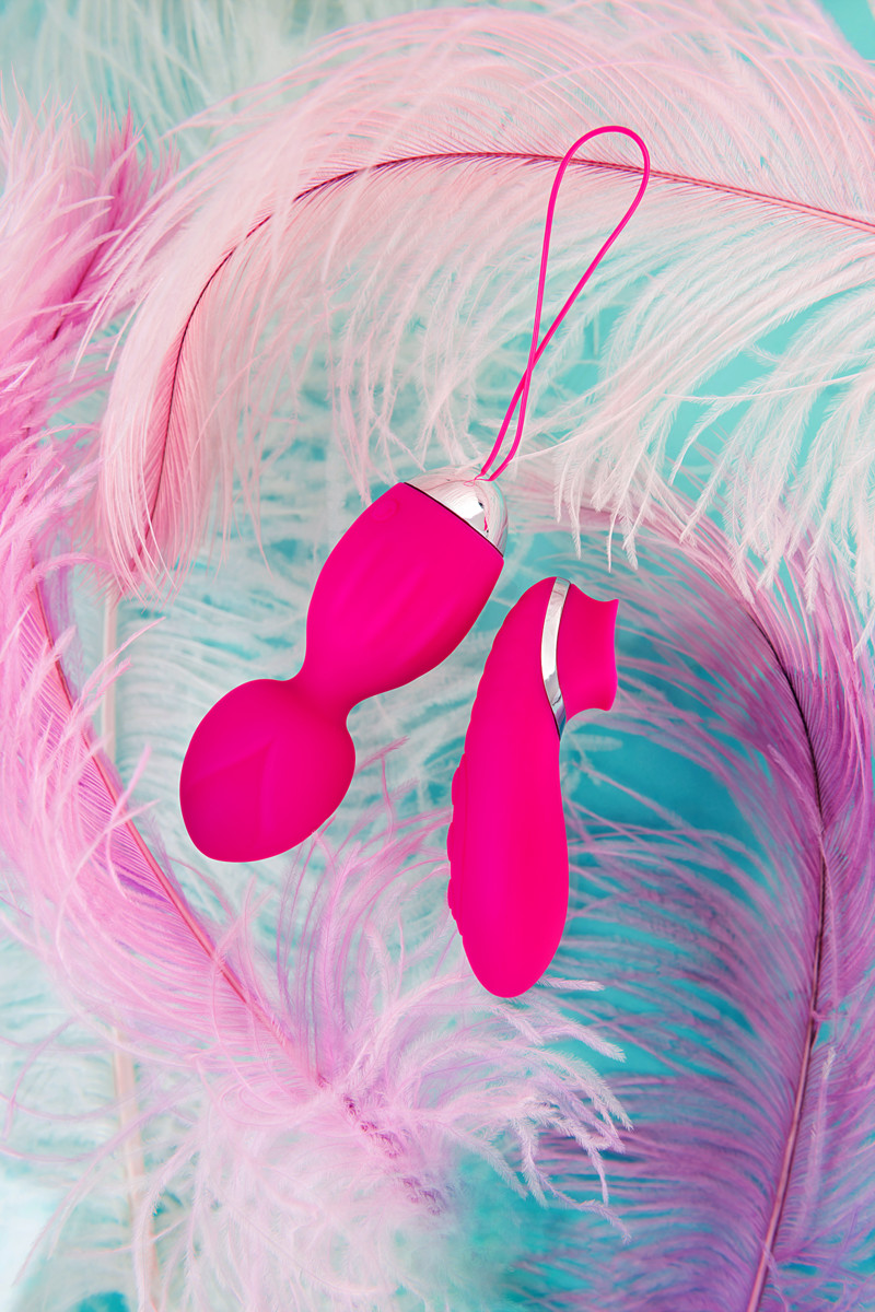 картинка Виброшарики и стимулятор внешних эрогенных зон L'EROINA by TOYFA Tella, силикон, розовые, 10 см от магазина ErosMania