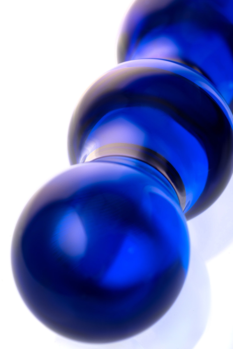 картинка Двусторонний фаллоимитатор Sexus Glass, стекло, синий, 20,5 см от магазина ErosMania