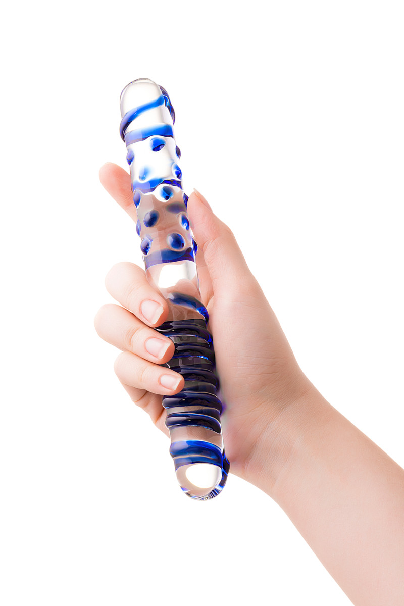 картинка Двусторонний фаллоимитатор Sexus Glass, стекло, прозрачный, 22 см от магазина ErosMania