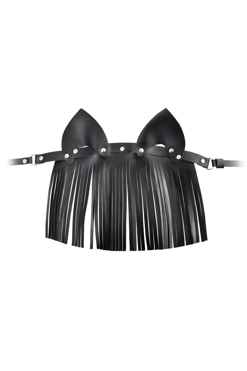 картинка Маска Штучки-дрючки «Кошка с бахромой», кожа, черная от магазина ErosMania