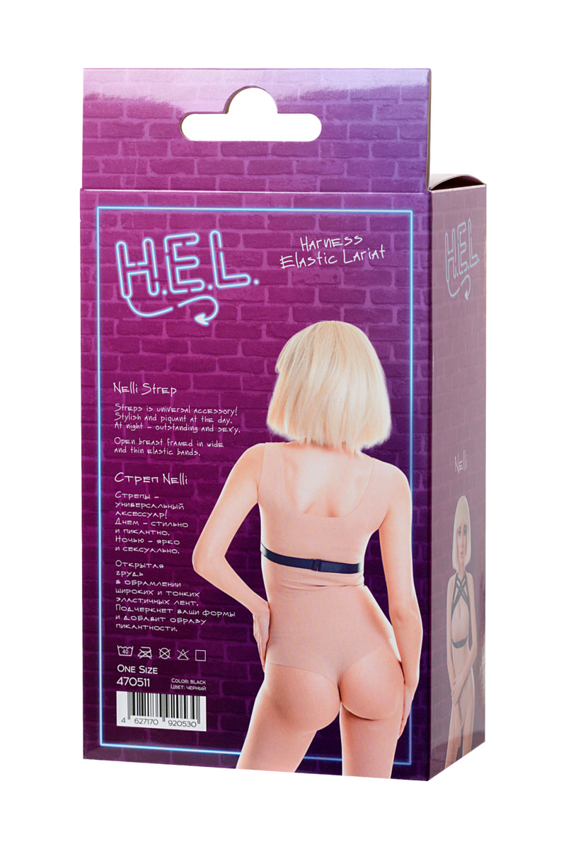 картинка Стреп H.E.L. Nelli, текстиль, черный, OS от магазина ErosMania