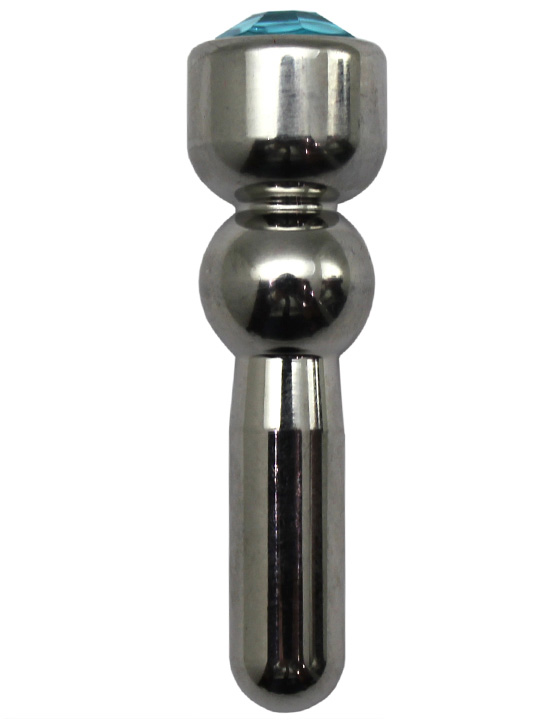 картинка Зонд для пениса, рельефный, с голубым кристаллом, 6x46 мм от магазина ErosMania