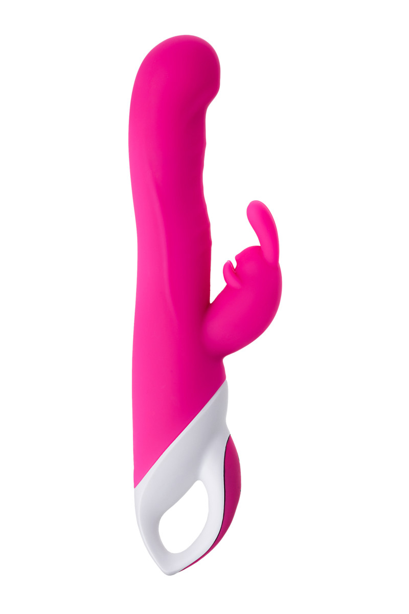 картинка Вибратор с клиторальным стимулятором JOS ELLY, с подогревом, силикон, розовый, 21,5 см от магазина ErosMania