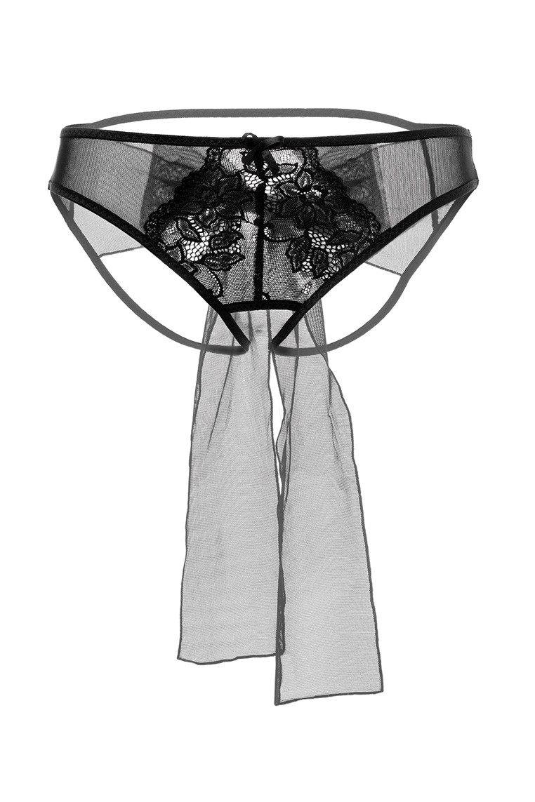 картинка Эротические трусики с бантом Erolanta Mia, черный (54-56) от магазина ErosMania