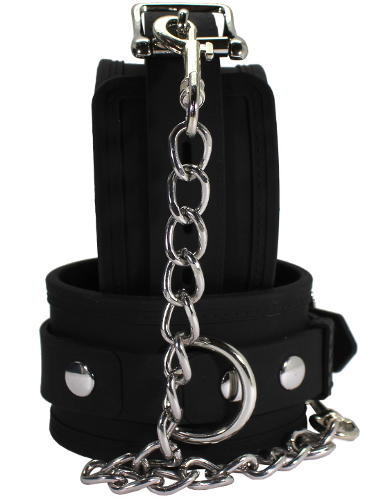 картинка Наручники силиконовые, с фиксацией, чёрные от магазина ErosMania